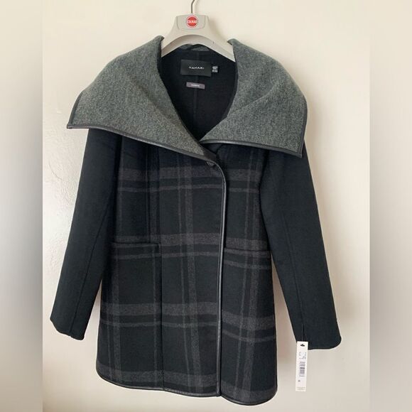 Tahari handmade plaid wool coat size XS, NWT - Picture 1 of 12